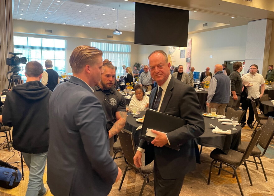 8th District Rep. Mark Messmer (R) visits the Evansville Rotary Club, Oct. 20, 2026