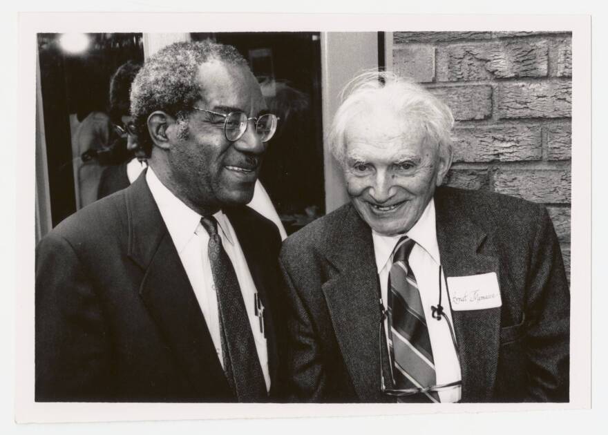 An image of former NCCU Chancellor Julius L. Chambers and Former NCCU professor Ernst Manasse.