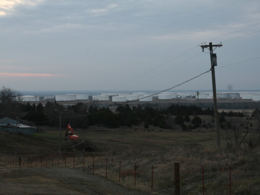 Giant oil tanks like these stretch for miles in Cushing.