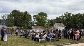 Elkhart Mayor Rod Roberson speaks Monday at a groundbreaking for the city's $750,000 renovation of Ullery Park on the city's south side.