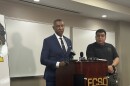 A photo of Forsyth Sheriff Bobby Kimbrough speaking at press conference