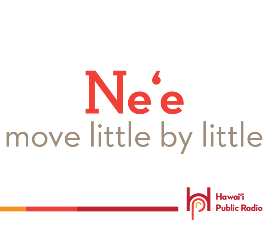 Neʻe means to move along little by little, as many of us do every day in heavy traffic. It can also be used to tell someone that you have moved from one place to another – ua neʻe? – I have moved.