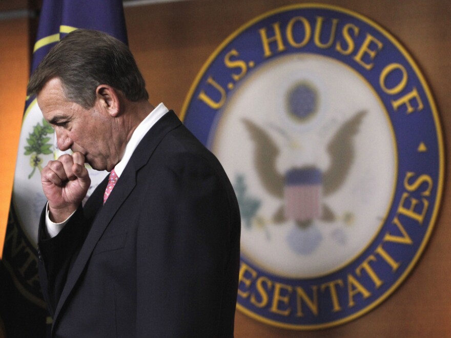 House Speaker John Boehner of Ohio, attends a news conference on Capitol Hill in Washington, Monday, Aug. 1, 2011, to discuss the debt ceiling legislation.