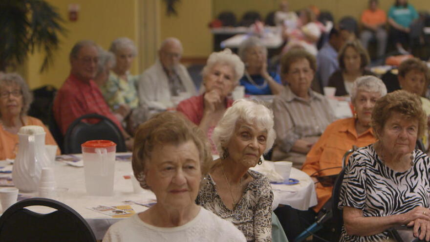 A meeting of the Democratic Club of the Wynmoor Retirement Community. Wynmoor is featured in the new documentary, "A Greater Society."