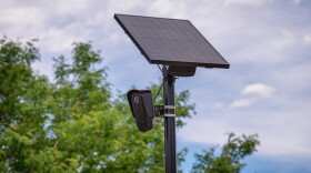 A Flock Safety automated license plate reader (ALPR) camera outside a retail store in Aurora, Colorado, on June 27, 2024.