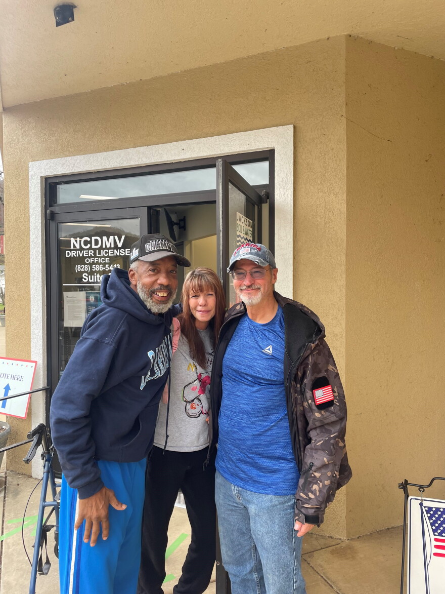 Eric Streater with Larry and Kellie Brewer in Jackson County.