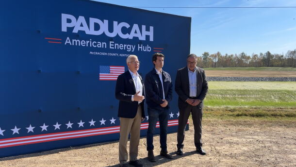 U.S. Department of Energy Assistant Secretary Tim Walsh speaks at an event on the DOE site in West Paducah. The site, which houses the former Paducah Gaseous Diffusion Plant, is the expectant home of General Matter's planned $1.5 billion uranium enrichment facility.