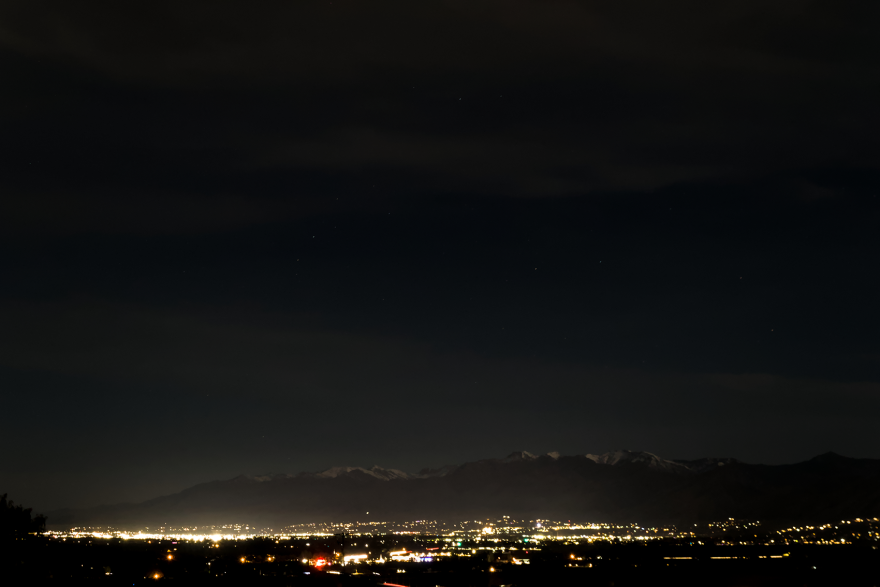 Cache Valley cities lit up in the dark of night. 