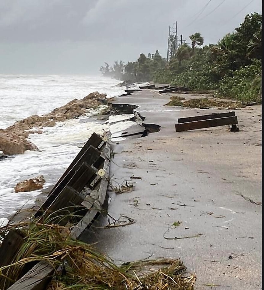 A portion of Manasota Key road collapsed near Blind Pass.