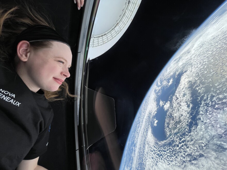 Physician assistant and commercial astronaut Hayley Arceneaux in space