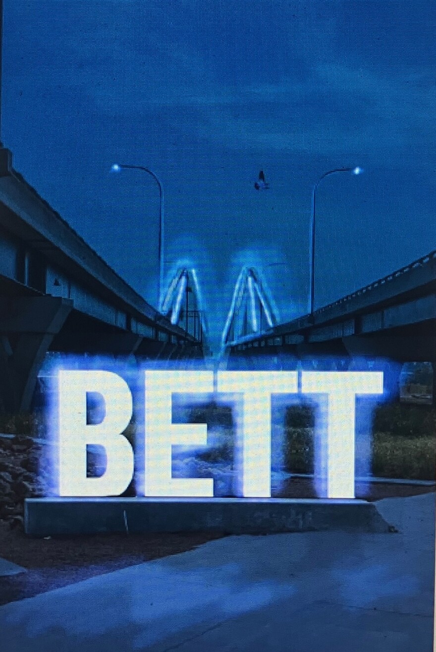 The planned illuminated "BETT" sign to be installed downtown this June.