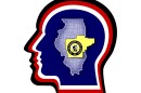 An image of a head with the Sangamon County seal inside