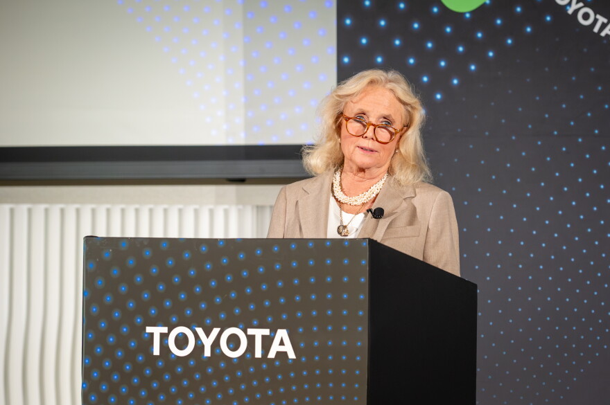 U.S. Rep. Debbie Dingell (D-Ann Arbor) speaks at the grand opening of Toyota's new battery center in Saline.