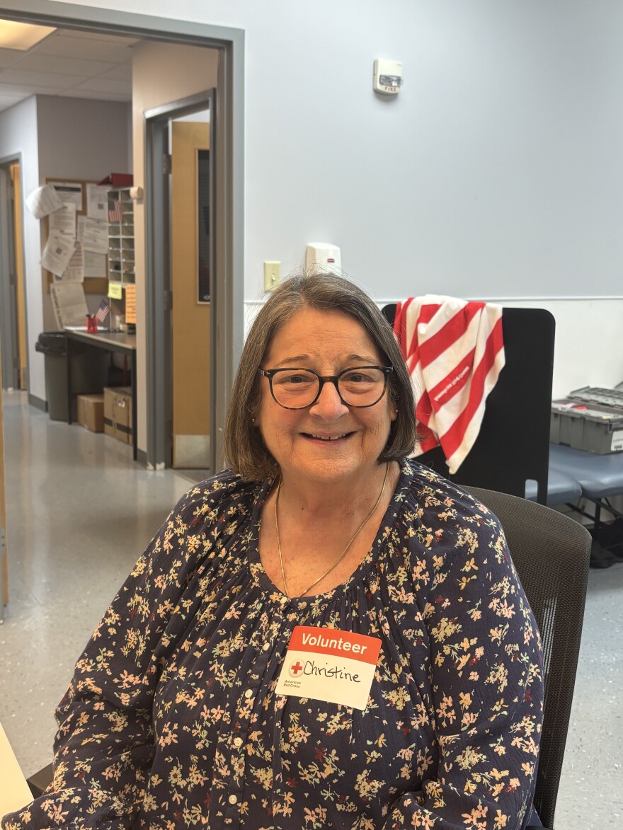 Christine Tirpak has volunteered for the Red Cross since she was in her 20s, and has donated her time to the Winchester location for over a year.