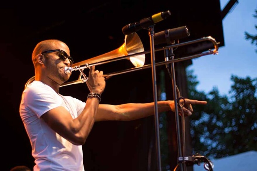 Trombone Shorty performs at the Rochester International Jazz Festival.