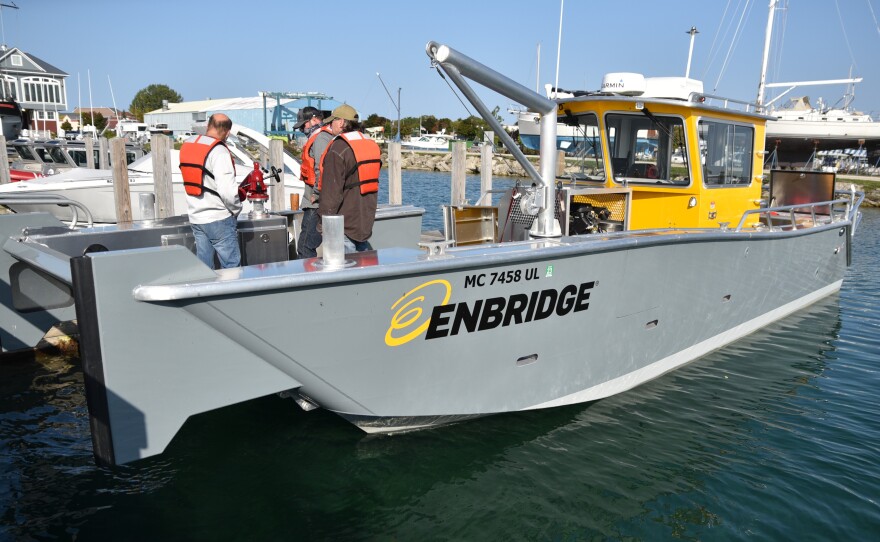  This high-speed landing craft is part of Enbridge's fleet located at the Straits of Mackinac. It would be used to try to clean up oil in the event of a Line 5 spill.