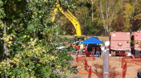 Earth-moving machinery at the Marengo River 