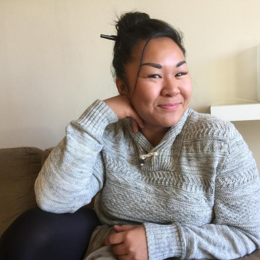 Artist Sara Porkalob in her Queen Anne apartment