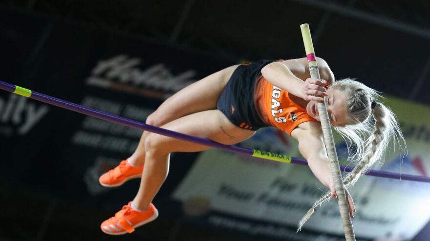 Pole vault action