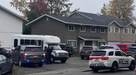Anchorage police and other law enforcement officers responded to a suspect barricaded into a home on Monday, Sept.