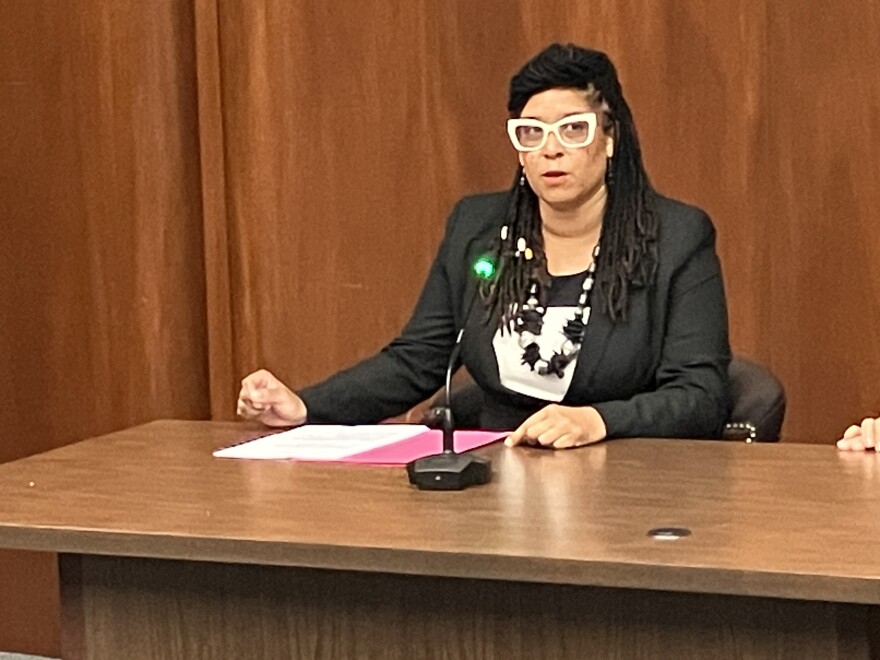 Baltimore County Inspector General nominee Khadija Walker addresses the Baltimore County Council, July 29, 2025.
