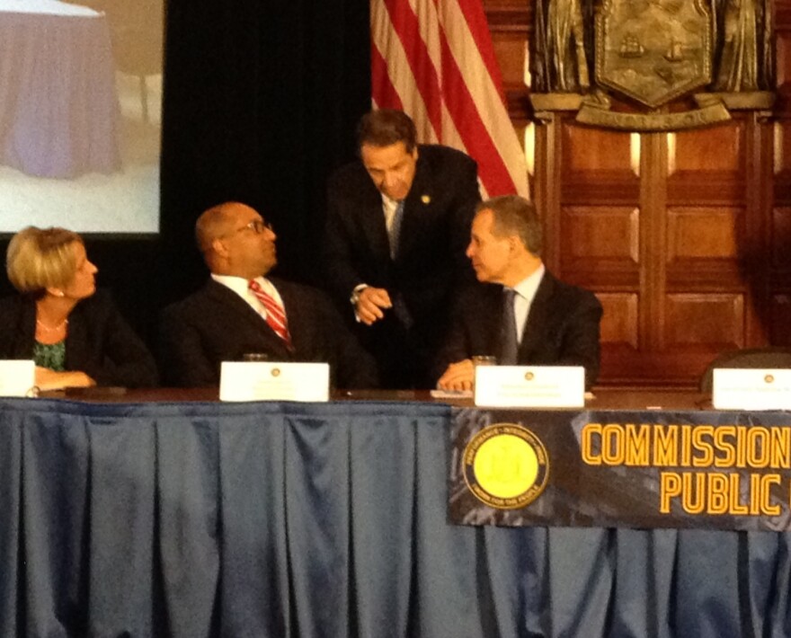Cuomo talks with state AG Schneiderman, Albany DA Soares, at Moreland Commission announcement in July