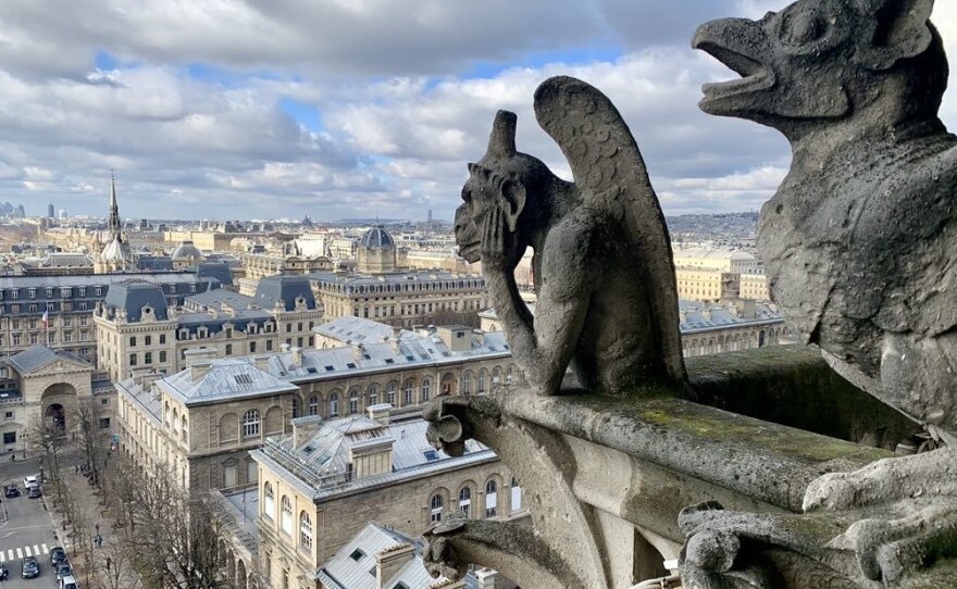 I was there only two months ago at Sunday mass and later went up to the bell tower where I saw the gargoyles that sat guarding the cathedral as well as the spire that collapsed today. Part of my heart will forever be with #NotreDame.