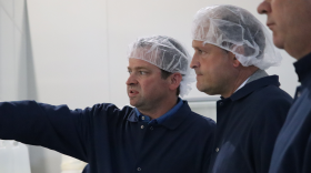 Employees of the Kentucky Heritage Hemp Company show Congressman Andy Barr, who is running for U.S. Senate, around their processing facility in Coxs Creek.