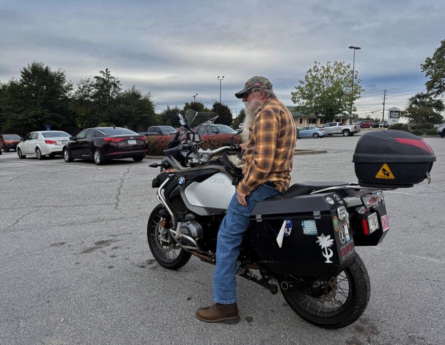 Ernest Tinsley prepares to leave the facility parking lots. "I wanted somebody who was pro-second amendment, and somebody who didn't just want to raise taxes," he said.
