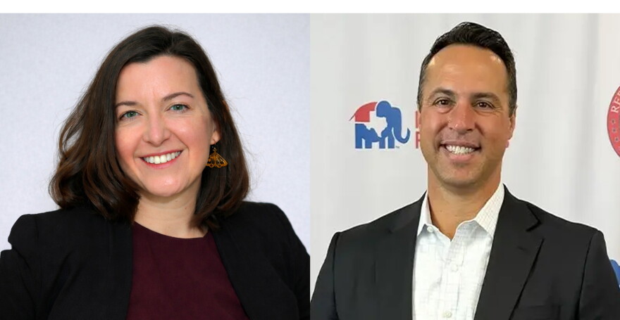 Kristin Hook, left, and Mark Teixeira.
