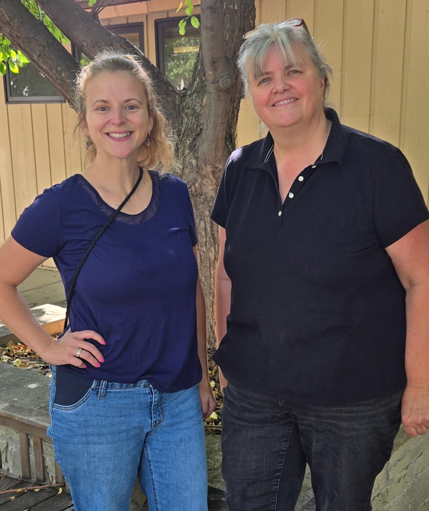 DeLaney Hardy Ray (left), Youth Conservatory Director at the NOVA Center, and Dodie Rife, Executive Director of the NOVA Center, at the YPR studios