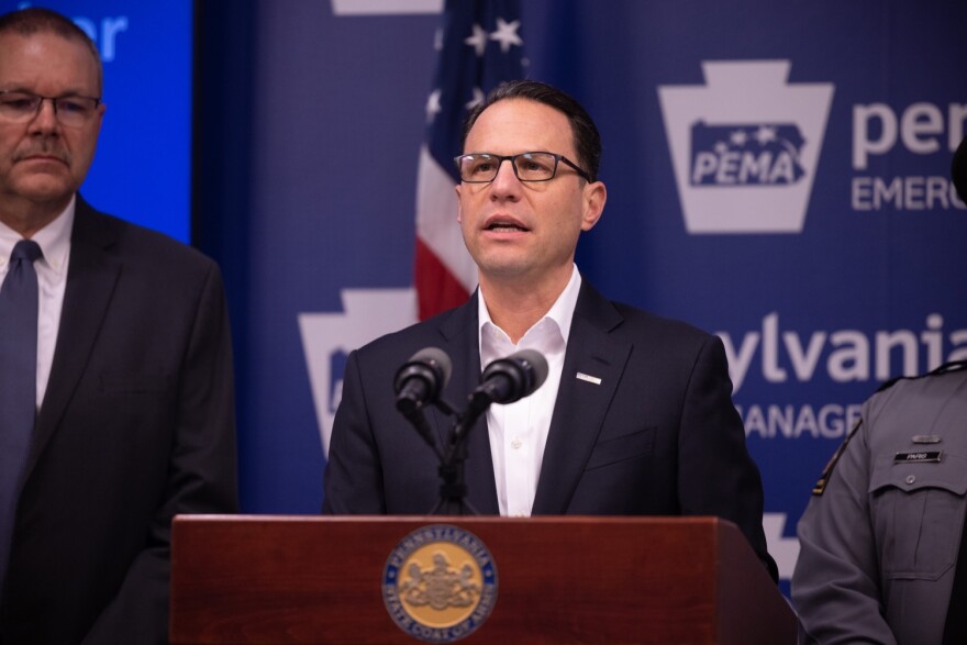 Gov. Josh Shapiro gives a second update on the East Palestine Train Derailment from Pennsylvania Emergency Management Agency (PEMA) headquarters on Feb. 6, 2023.