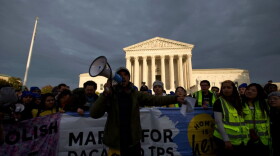 Demonstrators arrive in front of the U.S. Supreme Court during the march for DACA and TPS on November 10, 2019 in Washington D.C. (Jose Luis/AFP/Getty Images)