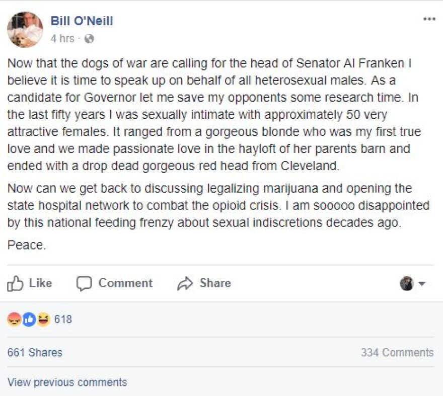 O'Neill's Facebook post