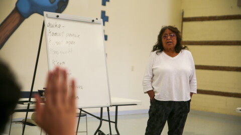 Paula Koolick, a Cocopah elder and cultural specialist, teaches youth to speak Cocopah.