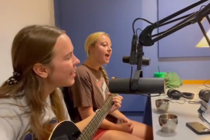 Annabelle Fuerst and Payton Carter in the WMUK studio