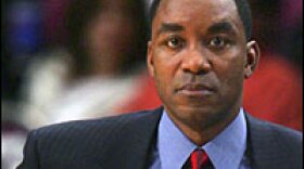 New York Knicks head coach Isiah Thomas looks on during a game in a photo from December 2006. Thomas and Madison Square Garden were found guilty Oct. 2, 2007, in a sexual harassment suit brought by a former Knicks executive.