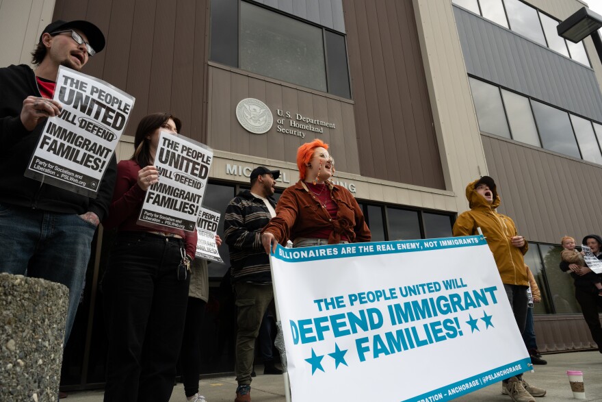 Residents of Anchorage Alaska protesting.