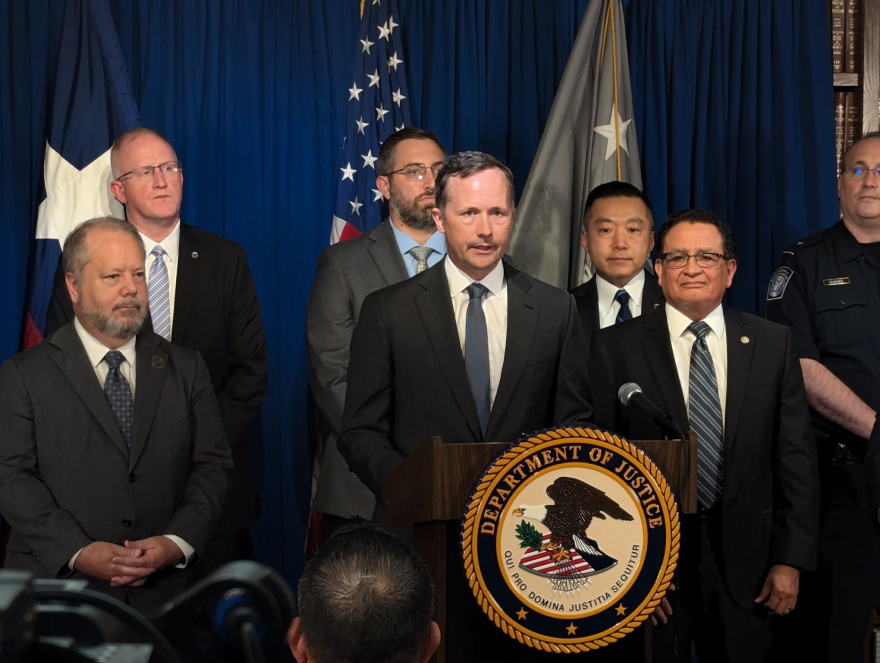 Britton Boyd, the FBI Acting Special Agent in Charge, speaks to reporters in El Paso about the recent arrests of members of the Chuco Tango gang.