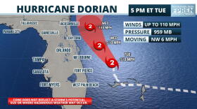 5 P.M. map of Hurricane Dorian's forecast path