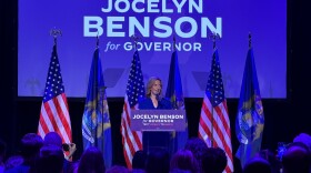 Michigan Secretary of State Jocelyn Benson celebrates her victory in the Democratic gubernatorial primary on August 4, 2026.
