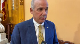  Senate President Matt Huffman (R-Lima) speaks to reporters after session on September 22, 2021.