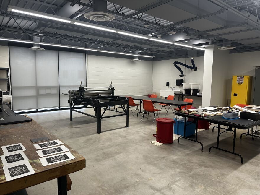 The printmaking workshop space at the newly renovated Rosewood Arts Center in Kettering.