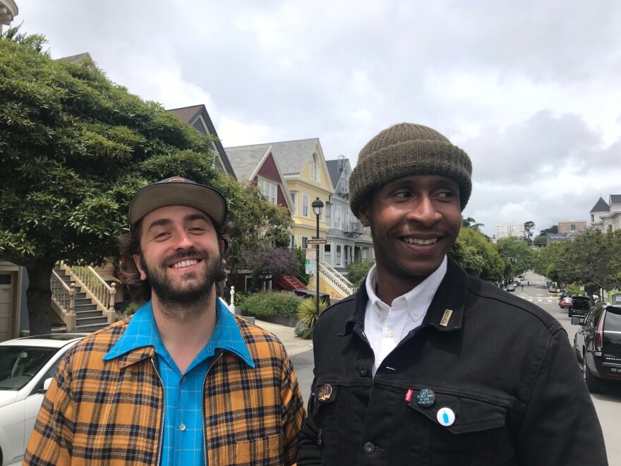 Joe Talbot (left) and Jimmie Fails, best friends in real life, made their new movie based on Fails' actual life story.