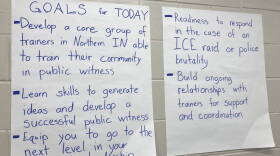 Goals during the protest seminar hosted by the Elkhart-Goshen Sanctuary Coalition.