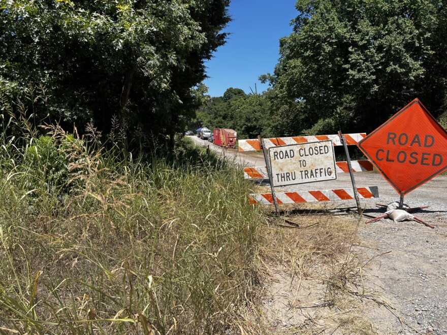 Road closure at N3520 Rd and E Fairlawn Road near the reported site of the spill.