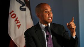 Democratic presidential candidate Sen. Cory Booker (D-N.J.) speaks during a presidential candidate forum at Drake University in Des Moines, Iowa. (Justin Sullivan/Getty Images)