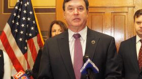 Indiana Attorney General Todd Rokita speaks during a February 2026 news conference.