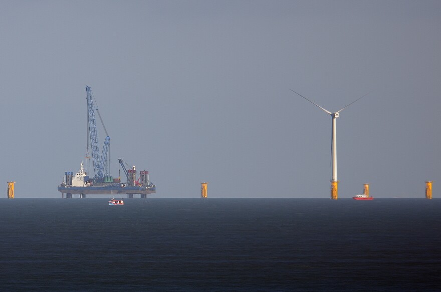 The Thanet Offshore Wind Farm in humbler times. This photo was taken last December. Since then, 99 other turbines have sprouted up alongside this one.