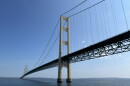 The Mackinac Bridge connects Michigan's Upper and Lower Peninsulas, and is five miles long.